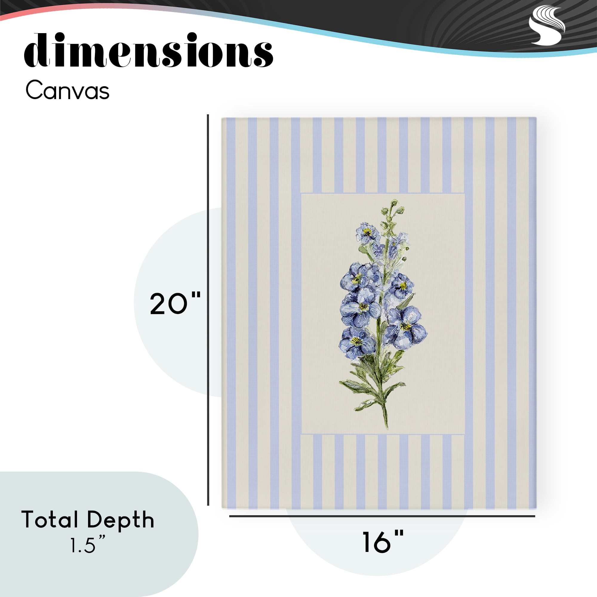 Blue Stripe Larkspur Canvas Wall Art, design by Lisa Wehmeyer