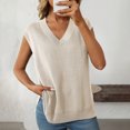 thumbnail image 4 of Aueoeo Womens V Neck Sweater Vests Ribbed Knit Sleeveless Casual Regular Fits Pullover Tank Top Soft Solid Color Elegant Camisole, 4 of 7