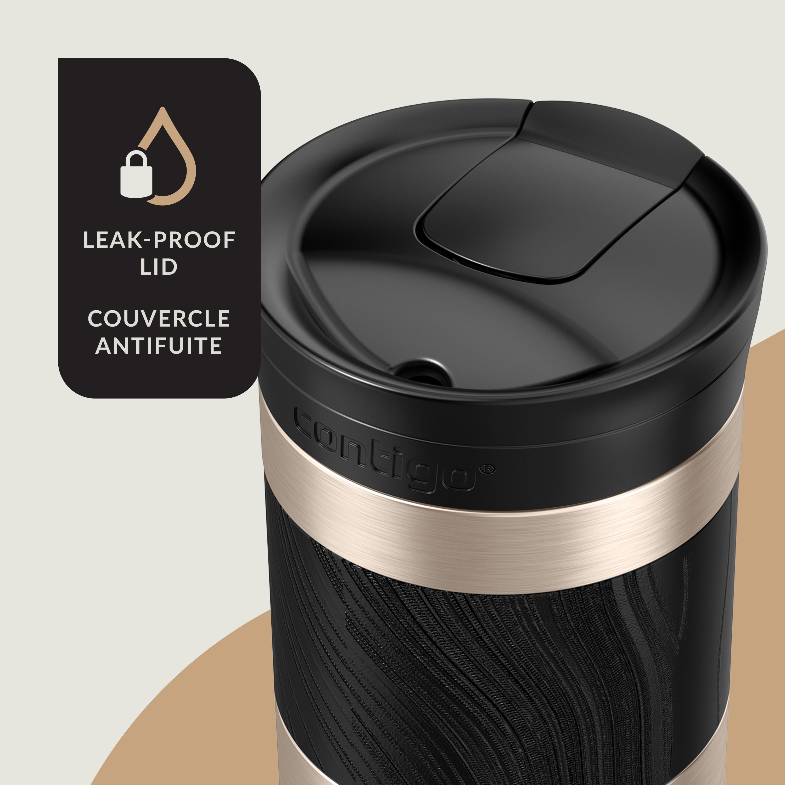 Contigo Byron 2.0 Stainless Steel Travel Mug with SNAPSEAL Lid and Grip, 20 oz (591 ml), Brown Sugar, 1 Count