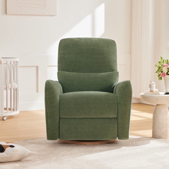 ReNest Green Power Swivel Recliner with Lumbar Pillow, Green