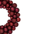 thumbnail image 3 of Northlight 3-Finish Shatterproof Ball Christmas Wreath - 24" - Burgundy Red - Unlit, 3 of 3