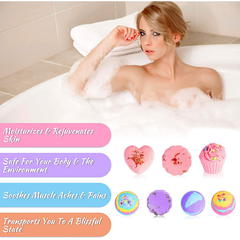 XXL Bath Bomb Gift Set for Men and Women! 12 XL Organic Bath Bombs for Bath Spa Relaxation Gifts for Holidays. Huge 5oz Natural Moisturizing