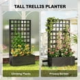 thumbnail image 4 of Outsunny Galvanized Raised Garden Bed with Trellis and Drainage Holes for Climbing Plants, Vegetable, Vines, 24" x 9" x 44.5", Black, 4 of 9