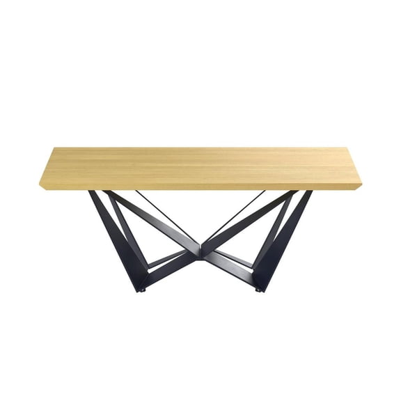 Dining Table with Natural Wood top and Black Metal Legs