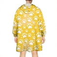thumbnail image 2 of Yellow Dog Paw Footprint Wearable Oversized Blanket,Wearable Blanket Hoodie for Adults,Cozy Hooded Blankets with Super Pockets,Super Warm Fuzzy Pullover for Women & Men, 2 of 6
