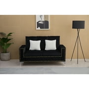 Kingway Furniture Armeni Velvet Living Room Loveseat in Black