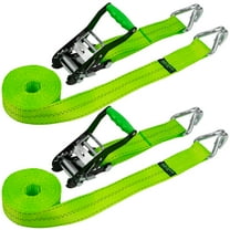 VULCAN Ratchet Strap - Wire Hooks - 2 inch x 15 foot - 2 Pack - High-Viz - 3300 Lbs SWL