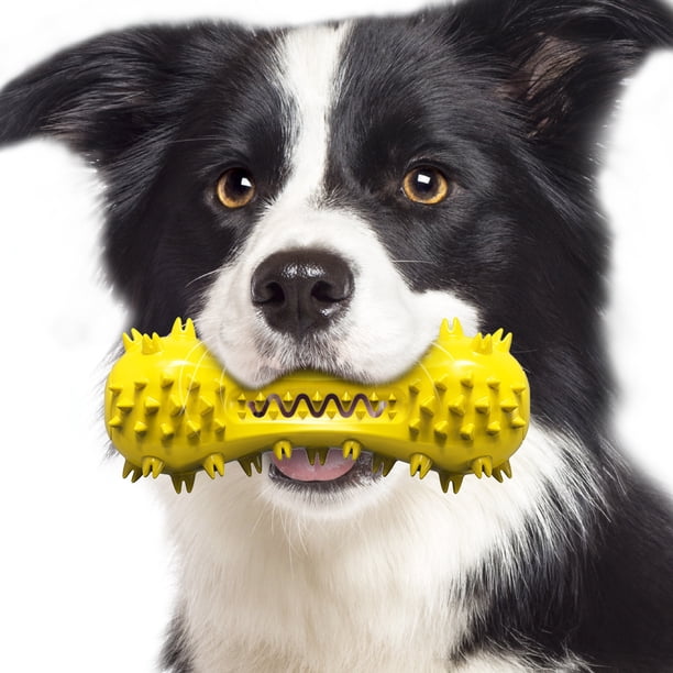 Cepillo de dientes para perros, juguete masticable, palo de limpieza dental de goma resistente a mordeduras para perros pequeños y medianos (amarillo)