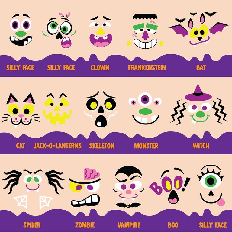 JOYIN 36 Pegatinas De Halloween – Crea Tus Propios Personajes Mezclando Ojos, Bocas Y Cejas, Incluye Vampiros, Brujas, Frankenstein Y Fantasmas