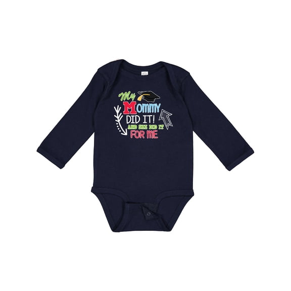 Inktastic My Mommy Did It and She Did It for Me with Graduation Cap Boys Long Sleeve Baby Bodysuit