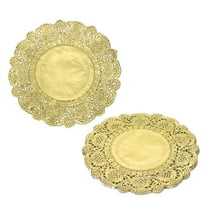 Uxcell Paper Doilies, Disposable Round Lace Paper Placemats Modern Decorative Placemats Table Mats - Fitting for (Baked/Fried Foods/Wedding/Party Decor/DIY), 4.5" & 50 Pack & Gold