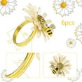 Naler Daisy Sunflower Napkin Rings Set of 6, Gold Bee Napkin Ring Holders for Kitchen & Table ...