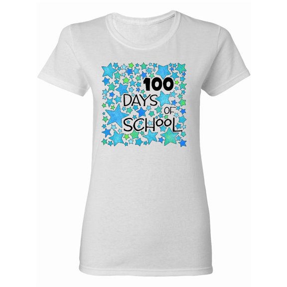 Inktastic 100 Days of School Stars in Blue Women's T-Shirt