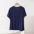 thumbnail image 5 of Feancey Pajama Tops for Women Soft Comfy Sleepwear T Shirts Modal Casual Short Sleeve Crewneck Tops Loose Fit Lounge Blouses Navy 5XL, 5 of 7