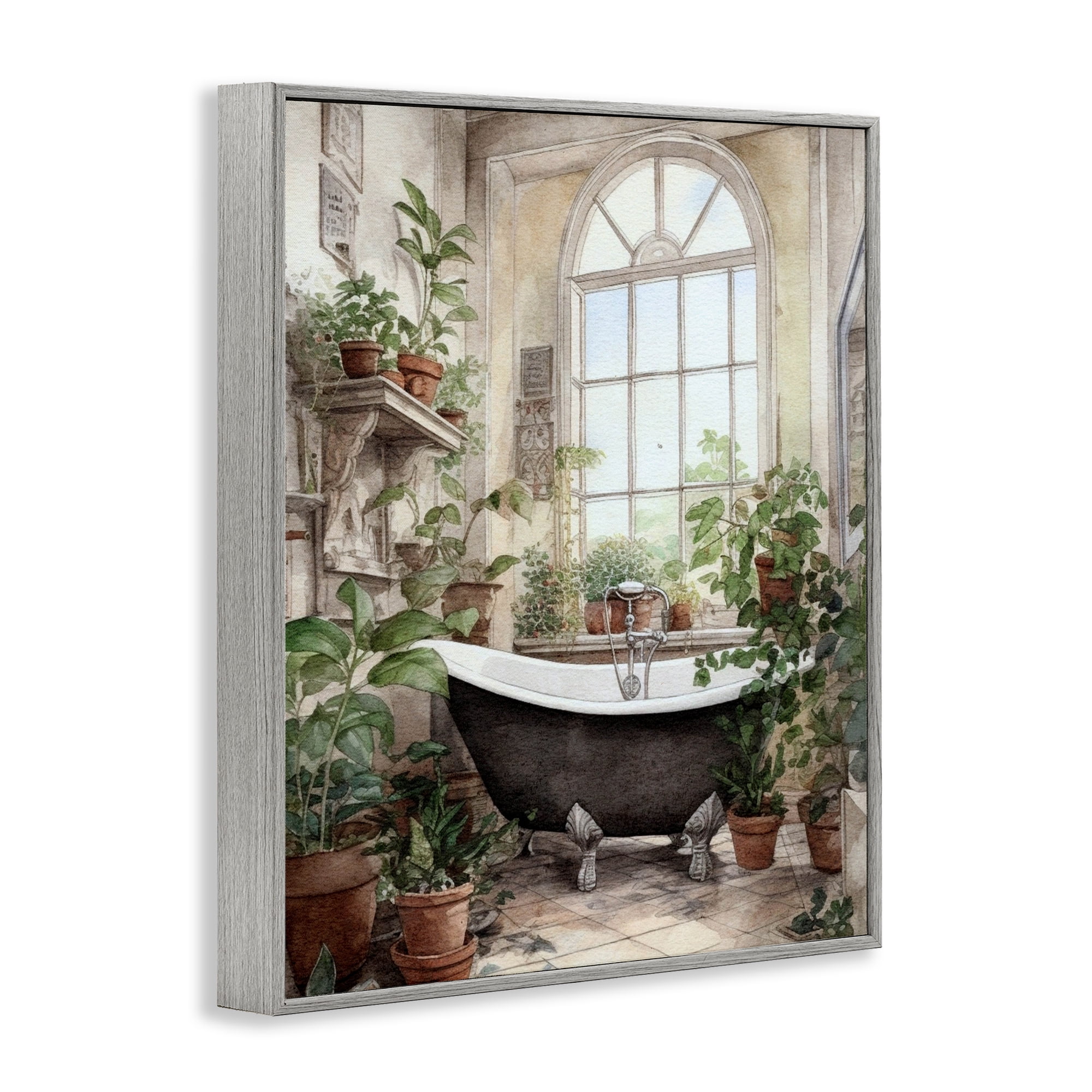 Vintage Sun Lit Bathtub Gray Framed Giclee Art, design by Lettered and Lined