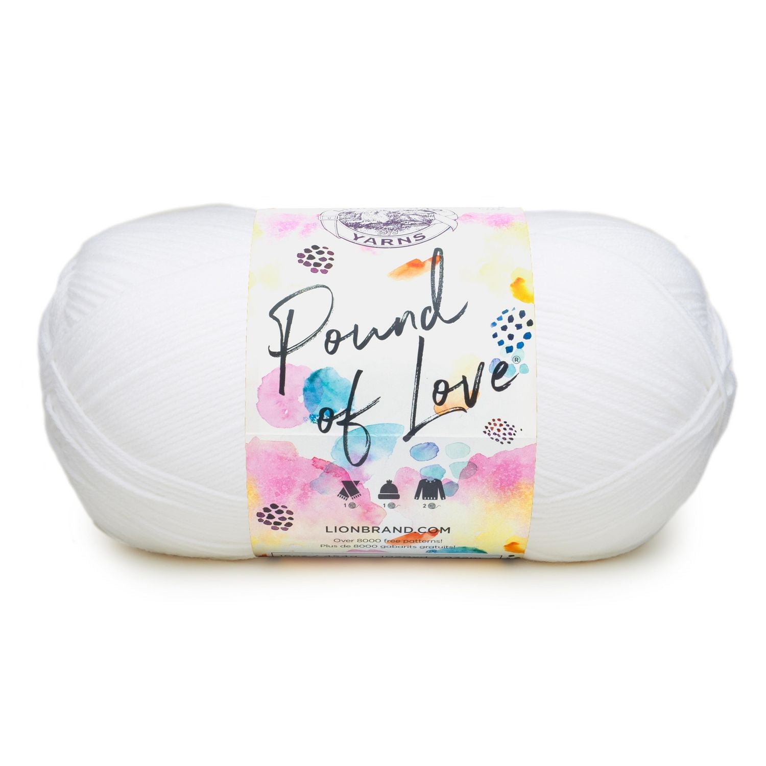 Lion Brand Pound of Love® Yarn White Yarn #4 Medium/Worsted Acrylic Yarn, 454g/ 932m, 1CT, Yarn #4 Medium/Worsted Yarn, 312g/ 629m, 1CT