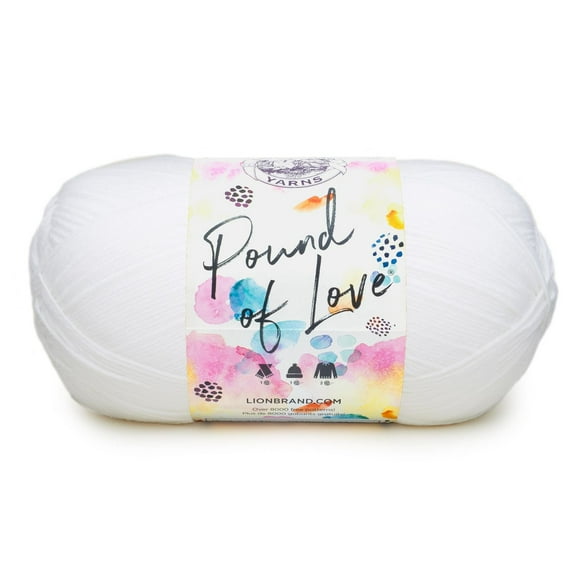Fil Lion Brand Pound of Love® Blanc Fil acrylique moyen/peigné n° 4, 454g/ 932m, 1CT