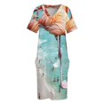 thumbnail image 3 of Vestido holgado de bolsillo con diseño de flamencos en la playa fotografía de verano pájaros surrealismo naturaleza flamenco Fantasía, 3 of 6