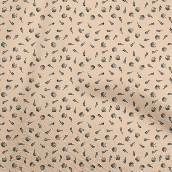oneOone Cotton Flex Light Brown Fabric Sea Shells Craft Projects Decor Fabric Printed By The Yard 40 Inch Wide