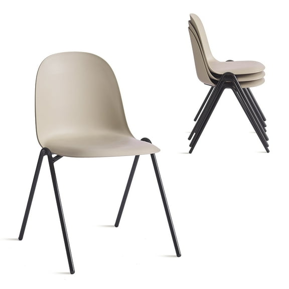 XDECO Stackable Dining Chairs 4-Pack for Indoor/Outdoor, Beige
