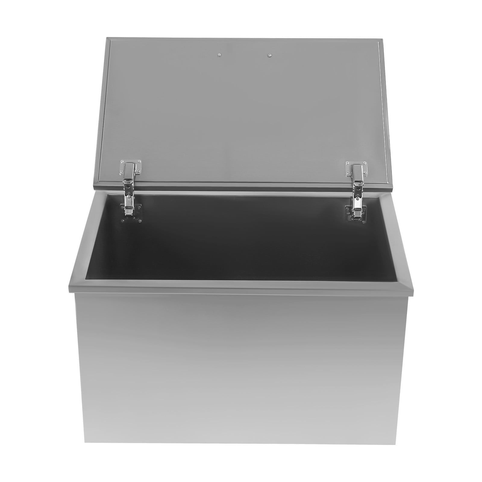 Drop in Ice Chest, Drop in Cooler Stainless Steel with Hinged Cover Bar Ice Bin Drain-Pipe and Drain Plug for Cold Wine Beer (28*18*17inch, 100L/105Qt)