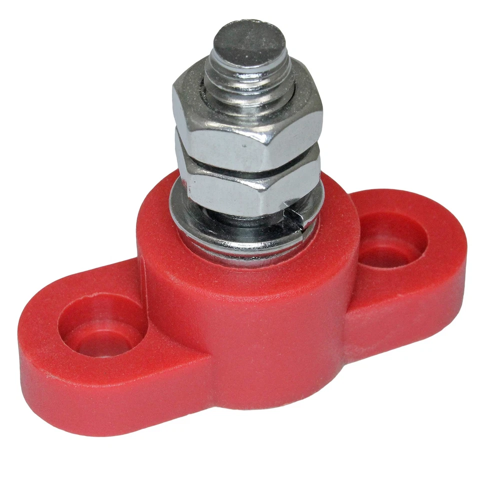 CRESTIN- Red Black Terminal Block Set Insulated Battery Power Post 3/8 In Bolt Base