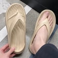 thumbnail image 4 of Khaki Unisex Flip Flops Waterproof and Slip Resistant Soles Couple's Style Slippers Indoor Outdoor Use Bathroom Beach Size 5.5, 4 of 8