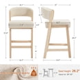 thumbnail image 3 of ONEVOG 26.2'' Wooden Counter Height Bar Stools Set of 2, Upholstered Linen Barstools with Curved Backrest & Natural Solid Wood Legs, Mid-century Counter Stools for Kitchen Island, Beige, 3 of 10