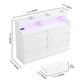 thumbnail image 4 of Commode Blanche pour Chambre avec 6 Tiroirs, Coffre Moderne avec Lumières DEL et Station de Recharge, Armoire de Rangement Spacieuse pour Salon, 4 of 7