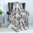 thumbnail image 4 of Cactus Soft Flannel Fleece Throw Blanket, Boho Form Style Monochrome Cactus Flowers and Feathers Exotic Botanical Vintage, Cozy Plush for Indoor and Outdoor Use, 70" x 90", Grey White, by Ambesonne, 4 of 5