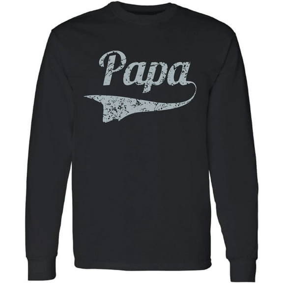 Men T-Shirt Father's Day Long Sleeve Papa Gray Vintage S M L XL 2XL Mens Graphic Tee