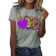 thumbnail image 1 of TSADFHJI Hauts Mignons pour Adolescentes Femmes T-Shirts Imprimés Mardi Décontractés Col Rond Manches Courtes Tunique Blouse TG Gris, 1 of 5