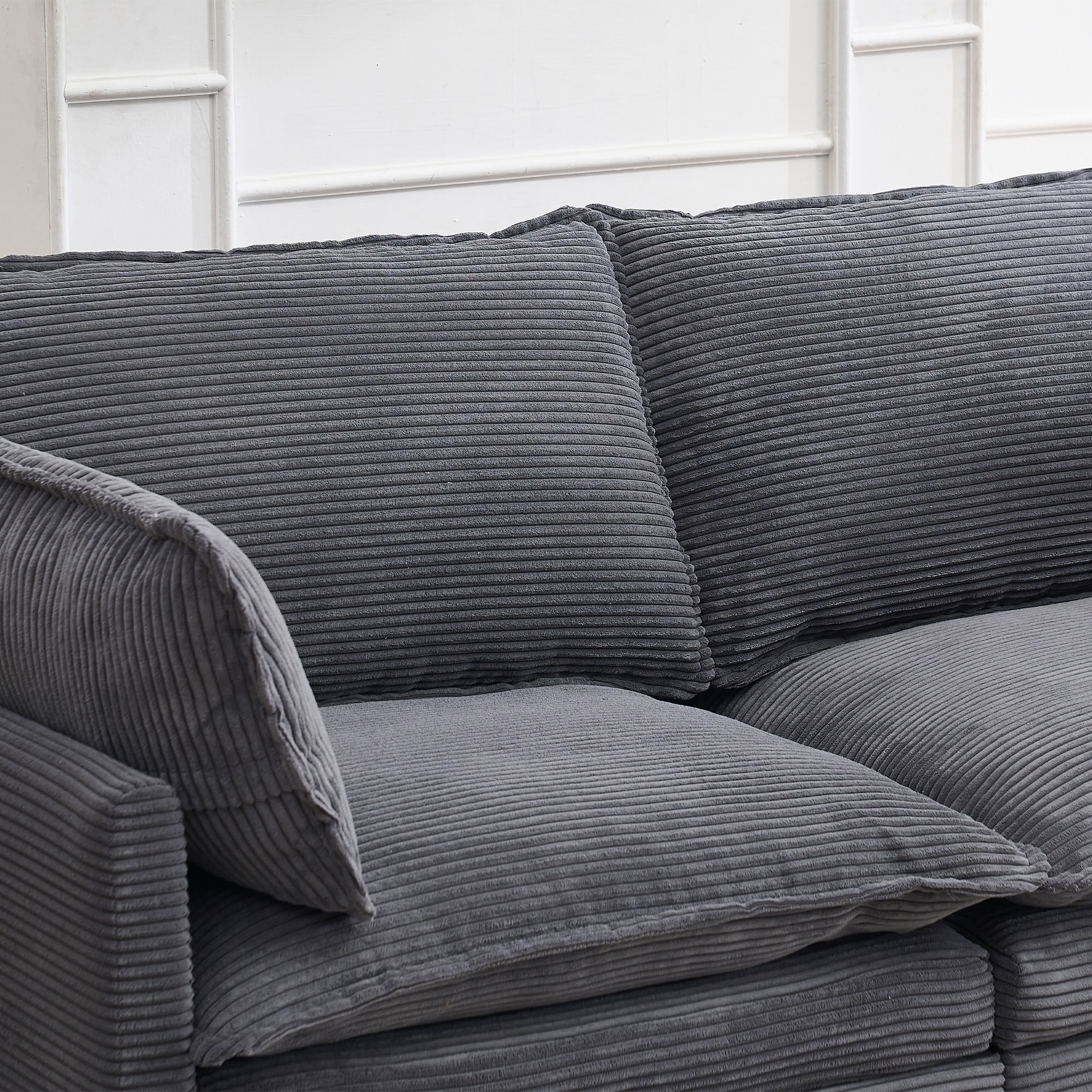 MAYEERTY Modular 2-Seater Loveseat Sofa, Corduroy Deep Seat Couch with 2 Lumbar Pillows, for Living Room Apartment Small Space