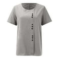 thumbnail image 4 of Gray Tshirts for Womens Casual Loose Linen Plus Size Daily Boho Tanic T Shirt Blouse Tops Womens Shirts, 4 of 5