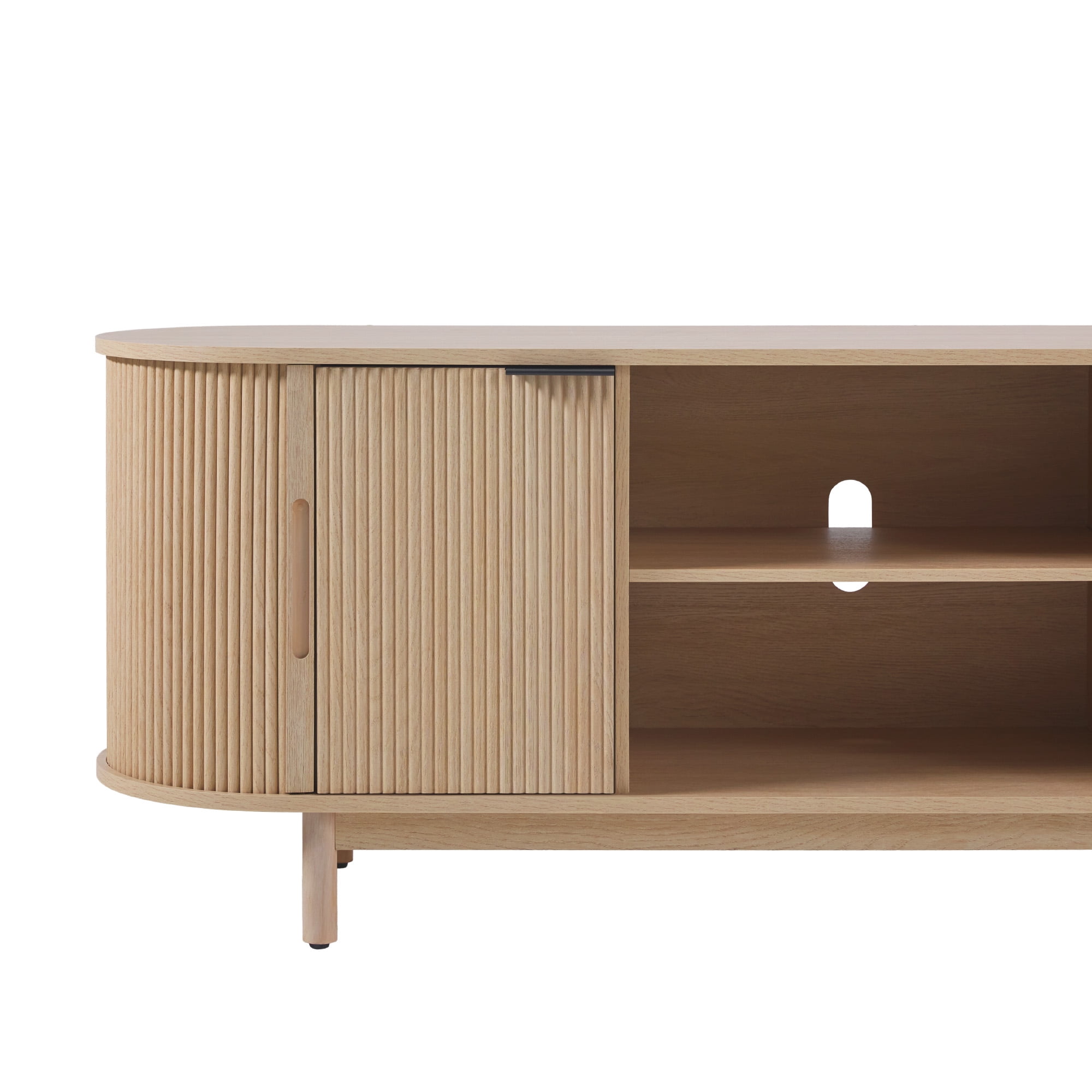 Walker Edison Modern Reeded 60” TV Stand with Open Storage - Coastal Oak