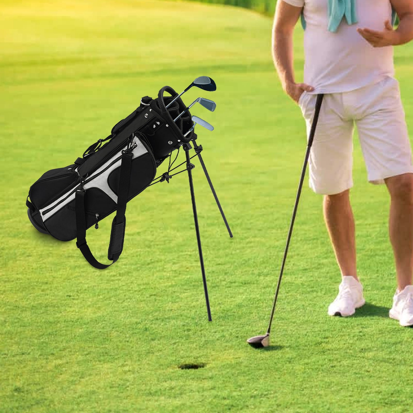 1 PCS Golf Stand Bag, Portable Golf Stand Bag, Golf Stand Bag with Shoulder Strap for most juniors and adults and can accommodate most sizes of golf clubs, Bag Size(W*H): 16.5*91.5cm/6.49*36.02in