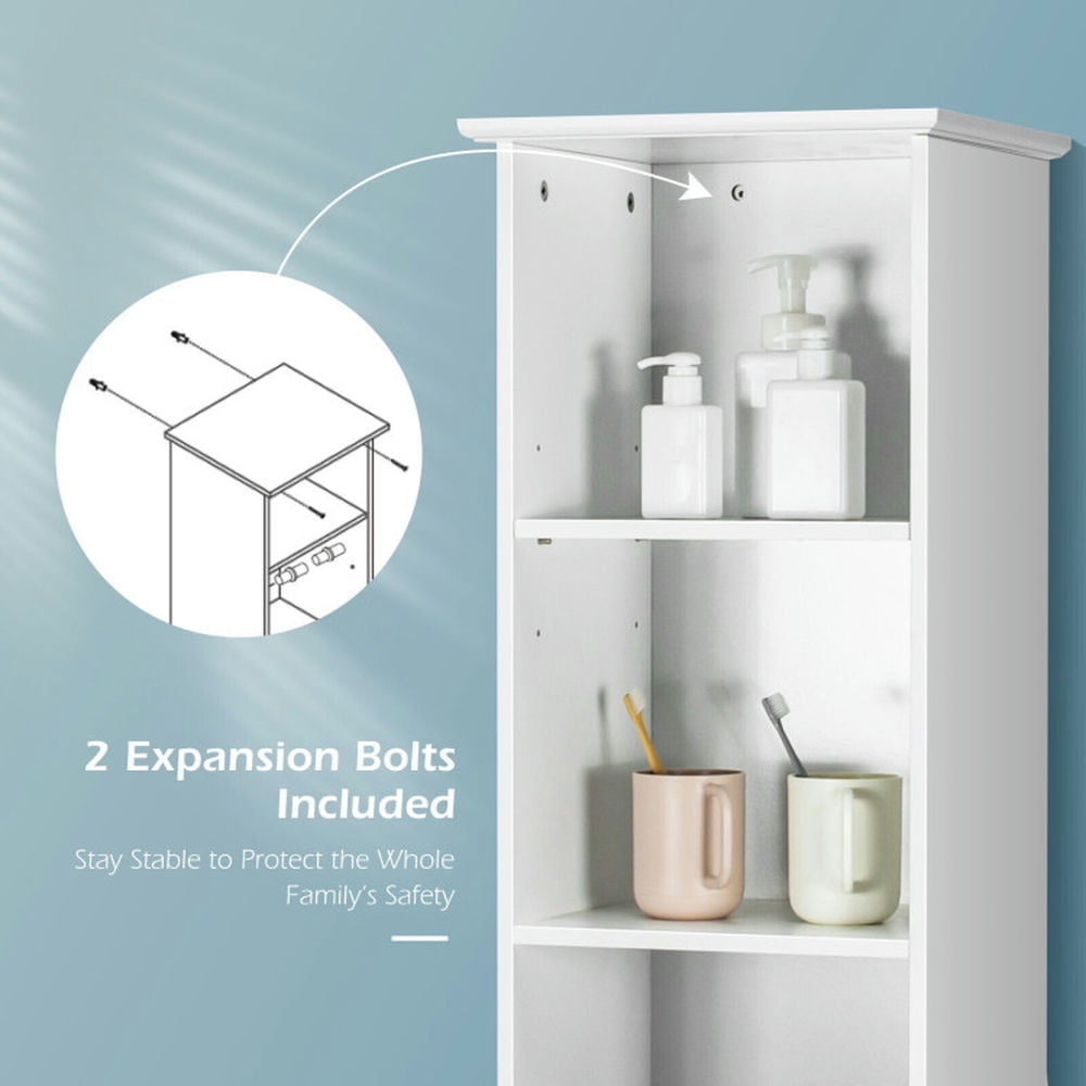 Finihen Bathroom Storage Cabinet, Bathroom Floor Cabinet, Bathroom Tall Freestanding Storage Cabinet with Open Shelves and Drawer, for Bathroom, Living Room, Bedroom, Kitchen, White Finihen Bathroom Storage Cabinet, Bathroom Floor Cabinet, Bathroom Tall Freestanding Storage Cabinet with Open Shelves and Drawer, for Bathroom, Living Room, Bedroom, Kitchen, White