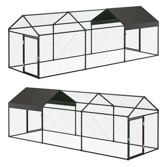 Mescukay 120" x 40" x 40" Large Metal Chicken Coop, Chicken Runs for Yard with Waterproof and Anti-Uv Cover, Portable Chicken Coop for Outdoor Chicken Rabbit Duck