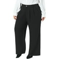 thumbnail image 4 of Agnes Orinda Women's Plus Size Suit Pants High Waist Soft Stretchy Button Business Casual Work Trousers with Pockets 1X Black, 4 of 6