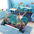 thumbnail image 4 of Manfei Dolphin Colorful Coral Twin Bedding Sets for Kids Boys and Girls, Ocean Marine Life Print Bedding Comforter Set, Navy Reversible 7-Piece, 4 of 6