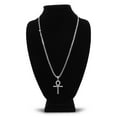 thumbnail image 3 of Ankh Cubic Zirconia Pendant Cuban Link Chain Necklace Set Stainless Steel Men Fashion Jewelry 3.7 mm 24" Silver, 3 of 7