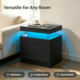thumbnail image 3 of SAYGOGO 2 Drawer Black Woodgrain Nightstand, Modern Adjustable LED Bedside Table with Open Shelf for Bedroom, 3 of 9