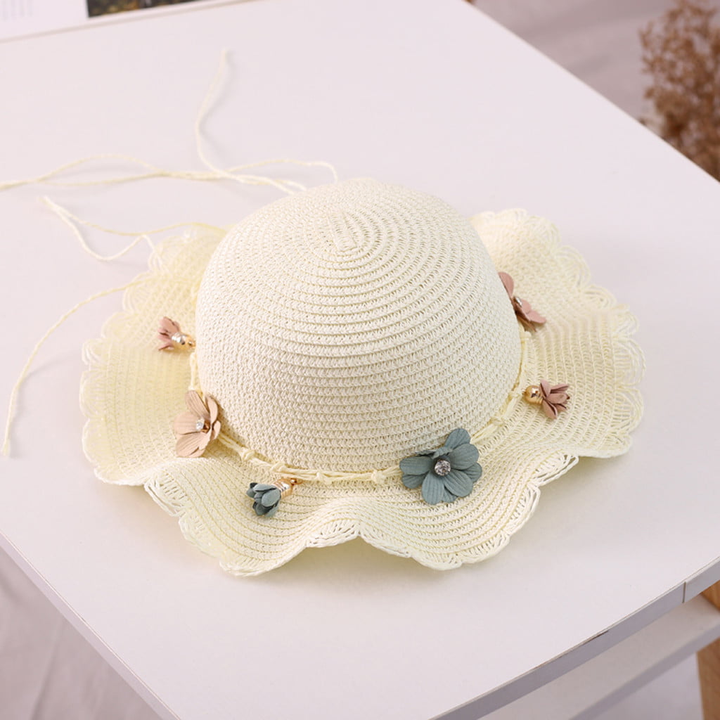 Toddlers Infants Baby Girls Flower Summer Straw Sun Beach Hat Cap 2-7Year CabaIA 