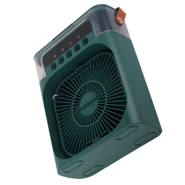 Enfriador de aire evaporativo personal con tanque de agua de 600 ml, USB, luz de 7 colores, 3 velocidades, humidificador para dormitorio, color verde
