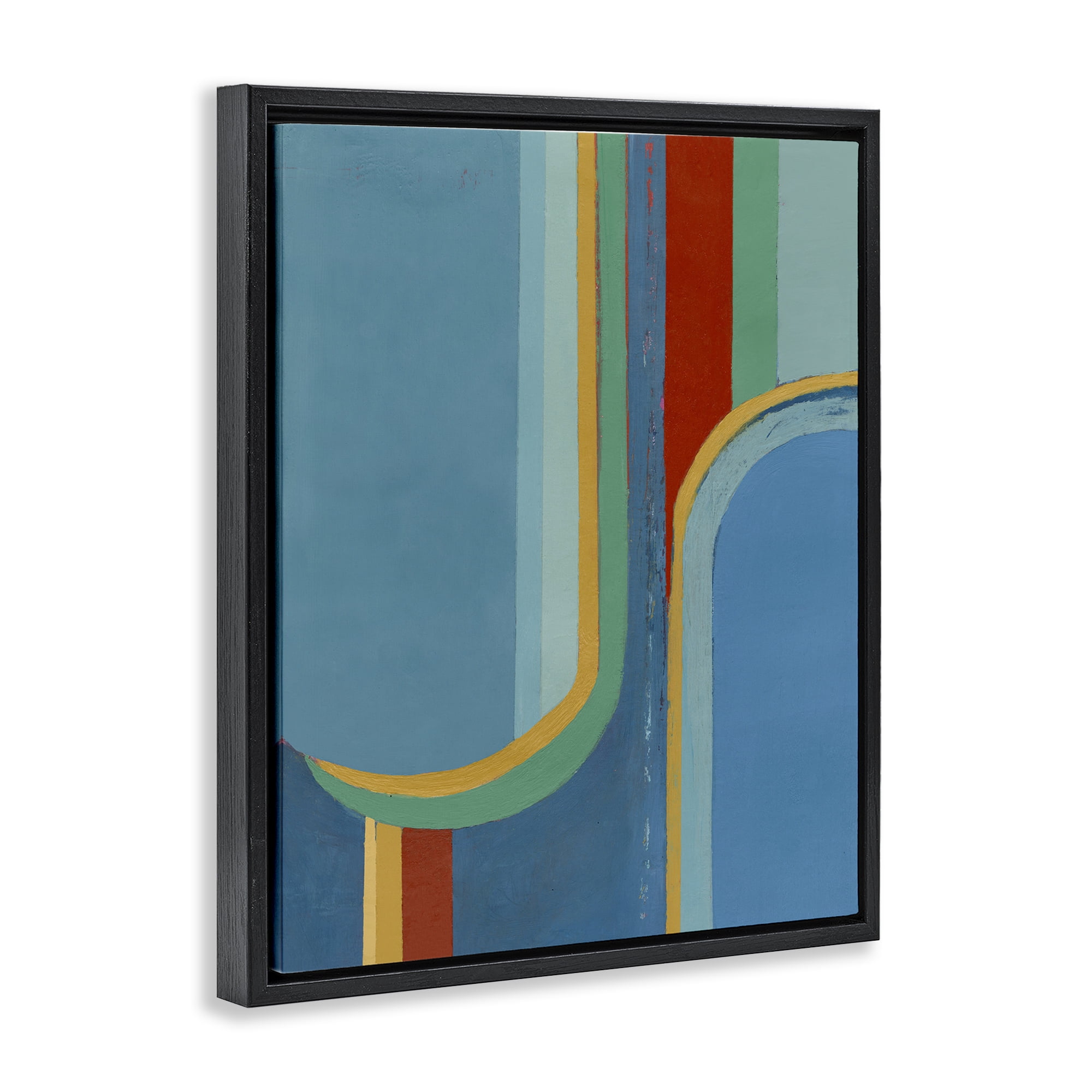 Stupell Industries Blue & Red Arches Abstract Painting Black Floater Framed Canvas Art Print Wall Art, 17 x 21