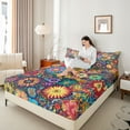 thumbnail image 4 of Castle Fairy Teens Colorful Flowers Bed Sheets,Exotic Style King Sheets, 4 of 7