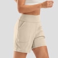 thumbnail image 6 of ClodeEU Women's High Waist Athletic Hiking Shorts,Quick Dry Workout Shorts with Pockets Khaki,Women's Plus XL, 6 of 8