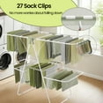thumbnail image 3 of LEDREM 2-Tier Clothes Drying Rack, Foldable with 4 Adjustable Wings, 33 Rails, 27 Sock Clips, Free-Standing for Indoor/Outdoor Use, White & Green, 3 of 11