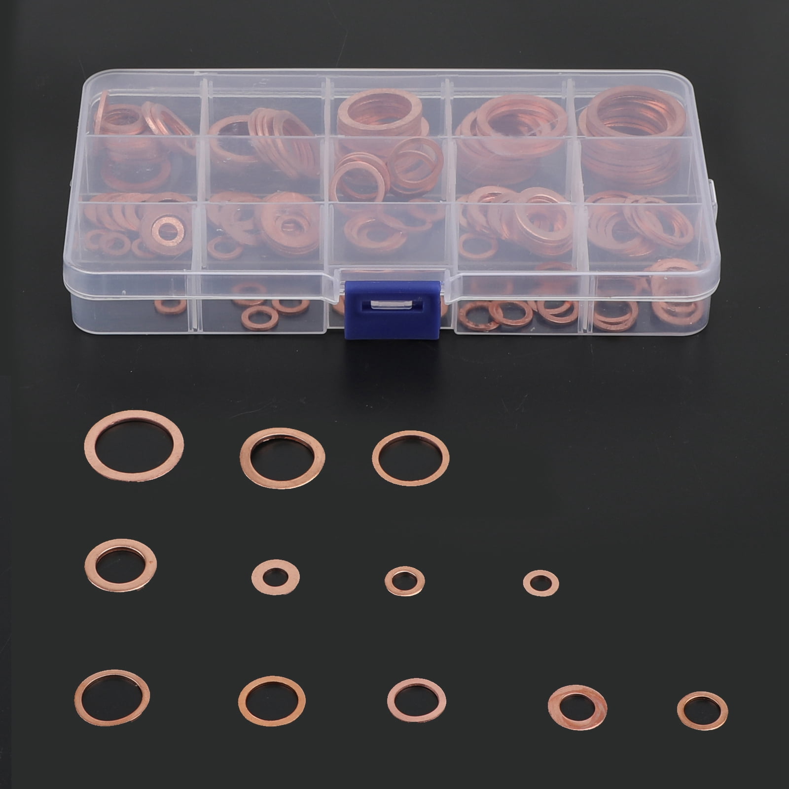 280Pcs 12 Sizes Solid Copper Crush Washers Assorted Seal Flat Ring Hardware Kit 