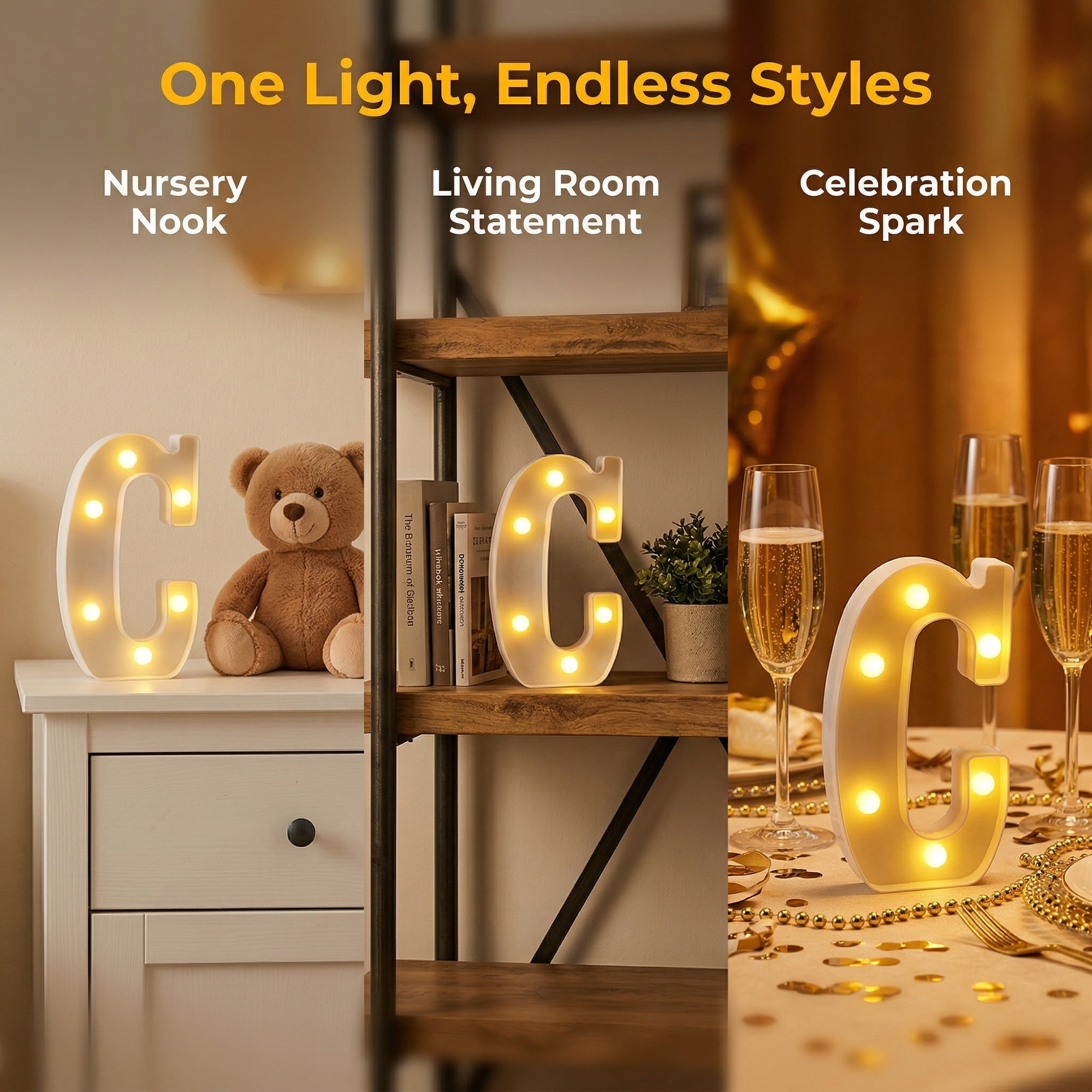 Unique Bargains Marquee Letters With Lights LED Light Up Signs Letter C 5.5"L x 1.3"W x 8.1"H
